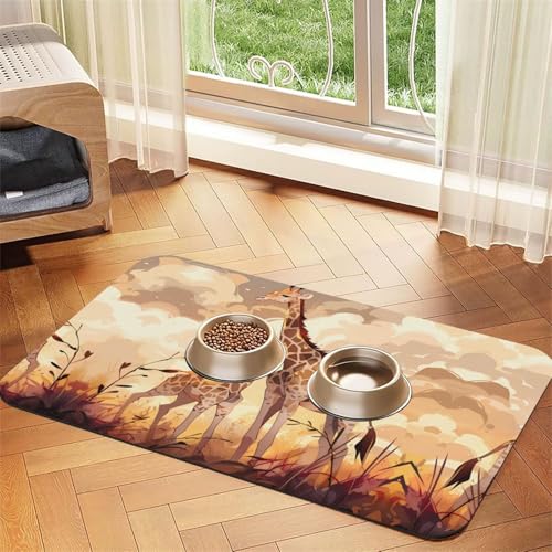 WZYCWB 30 x 45 cm Giraffe Mutter und Kind gemustertes Haustier-Tischset – für Katzen- und Hunde-Futternapf-Matten, faltbar und einfach zu verstauen von WZYCWB
