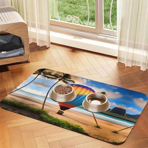 WZYCWB 30 x 45 cm Hawaii-Heißluftballon-gemustertes Haustier-Tischset, Futtermatte – für Katzen- und Hundefutter-Matten, faltbar und einfach zu verstauen WZYCWB 30 x 45 cm Hawaii-Heißluftballon-gemustertes Haustier-Tischset, Futtermatte – für Katzen- und Hundefutter-Matten, faltbar und einfach zu verstauen von WZYCWB