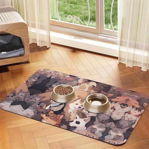 WZYCWB 30 x 45 cm Hundebilder, gemustertes Haustier-Tischset, Futtermatte – für Katzen- und Hundefutter-Matten, faltbar und einfach zu verstauen von WZYCWB