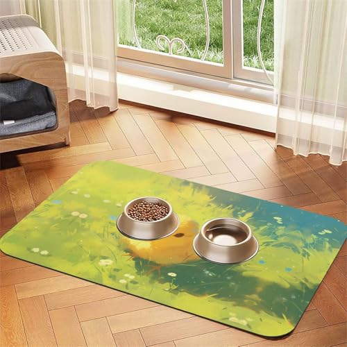 WZYCWB 30 x 45 cm Küken bedruckte saugfähige Tischsets für Haustiere – rutschfeste Futtermatten für Hunde und Katzen, Futternäpfe und Wasser-Tischsets von WZYCWB