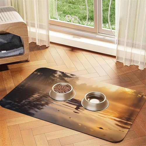 WZYCWB 30 x 45 cm Paar Stockenten schwimmende gemusterte Haustier-Tischsets, Futtermatte – für Katzen- und Hunde-Futternapf-Matten, faltbar und einfach zu verstauen von WZYCWB