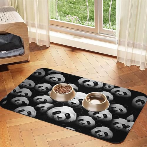 WZYCWB 30 x 45 cm Panda-Kopf-gemustertes Haustier-Tischset, Futtermatte – für Katzen- und Hundefutter-Matten, faltbar und einfach zu verstauen von WZYCWB