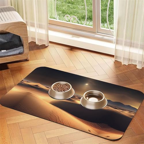 WZYCWB 30 x 45 cm Sahara-Wüste gemustertes Haustier-Tischset – für Katzen- und Hundefutter-Matten, faltbar und einfach zu verstauen von WZYCWB