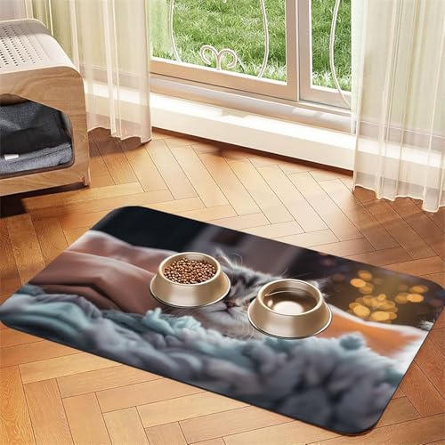 WZYCWB 30 x 45 cm Tom Thumb gemustertes Haustier-Tischset – für Katzen- und Hundenapf-Matten, faltbar und einfach zu verstauen von WZYCWB