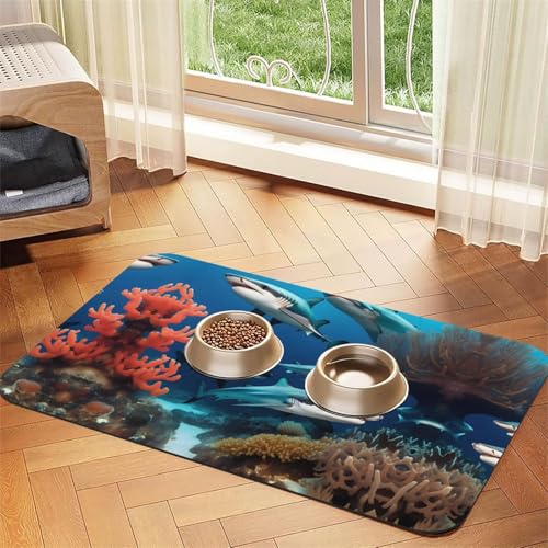 WZYCWB 30 x 45 cm U-Boot-Haifisch-Korallen-Muster, Haustier-Tischset, Futtermatte – für Katzen- und Hunde-Futternapf-Matten, faltbar und einfach zu verstauen WZYCWB 30 x 45 cm U-Boot-Haifisch-Korallen-Muster, Haustier-Tischset, Futtermatte – für Katzen- und Hunde-Futternapf-Matten, faltbar und einfach zu verstauen von WZYCWB