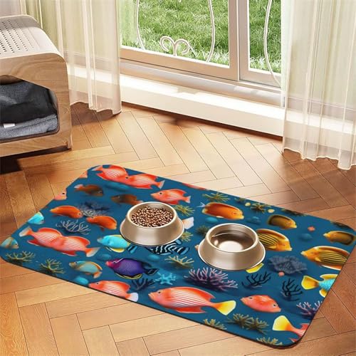 WZYCWB 30 x 45 cm Unterwasser-Rifffisch gemustertes Haustier-Tischset – für Katzen- und Hundefutter-Matten, faltbar und einfach zu verstauen WZYCWB 30 x 45 cm Unterwasser-Rifffisch gemustertes Haustier-Tischset – für Katzen- und Hundefutter-Matten, faltbar und einfach zu verstauen von WZYCWB