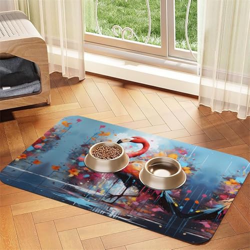 WZYCWB 30 x 45 cm buntes Flamingo-Muster Haustier-Tischset – für Katzen- und Hundenapf-Matten, faltbar und einfach zu verstauen WZYCWB 30 x 45 cm buntes Flamingo-Muster Haustier-Tischset – für Katzen- und Hundenapf-Matten, faltbar und einfach zu verstauen von WZYCWB