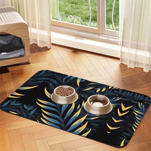 WZYCWB 30 x 45 cm gemustertes Tischset mit Blättern im Dunkeln, für Futternapf für Katzen und Hunde, faltbar und leicht zu verstauen von WZYCWB