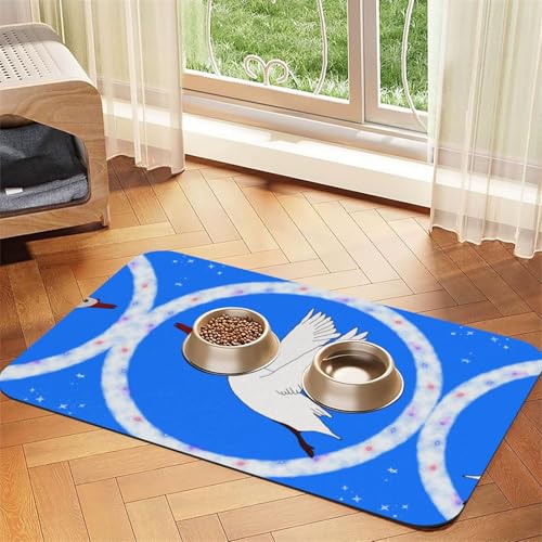 WZYCWB 30 x 45 cm große, fliegende weiße Gans gemusterte Haustier-Tischset, Futtermatte – für Katzen- und Hundefutter-Matten, faltbar und einfach zu verstauen WZYCWB 30 x 45 cm große, fliegende weiße Gans gemusterte Haustier-Tischset, Futtermatte – für Katzen- und Hundefutter-Matten, faltbar und einfach zu verstauen von WZYCWB