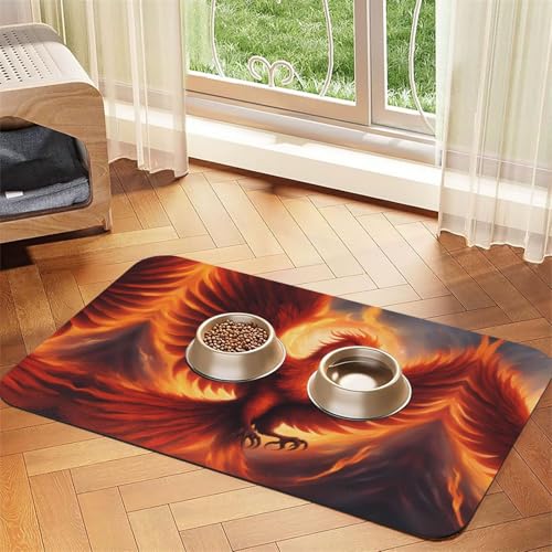 WZYCWB 30 x 45 cm große, saugfähige Tischsets mit Phoenix-Aufdruck für Hunde und Katzen, Futternäpfe und Wasser-Platzsets von WZYCWB