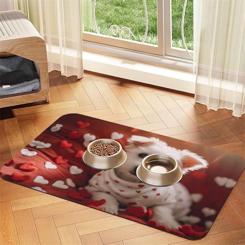 WZYCWB 30 x 45 cm große Haustier-Tischset mit Aufschrift "Love Card", gemustert, für Katzen- und Hundenapf-Matten, faltbar und einfach zu verstauen WZYCWB 30 x 45 cm große Haustier-Tischset mit Aufschrift "Love Card", gemustert, für Katzen- und Hundenapf-Matten, faltbar und einfach zu verstauen von WZYCWB