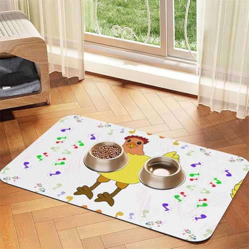 WZYCWB 30 x 45 cm große Haustier-Tischset mit singender Henne – für Katzen- und Hundenapf-Matten, faltbar und einfach zu verstauen WZYCWB 30 x 45 cm große Haustier-Tischset mit singender Henne – für Katzen- und Hundenapf-Matten, faltbar und einfach zu verstauen von WZYCWB