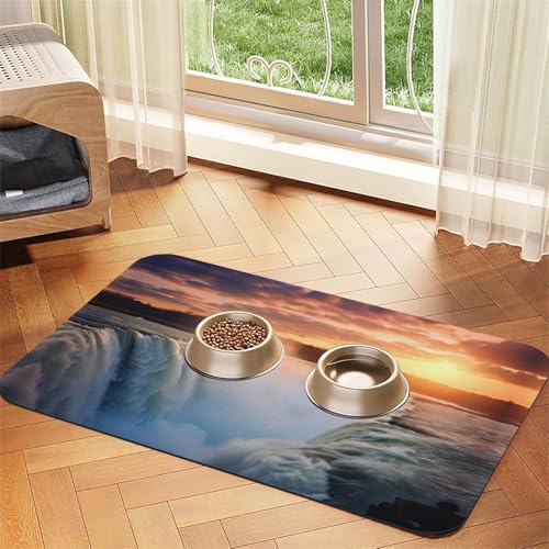 WZYCWB 30 x 45 cm große Platzdeckchen mit Wasserfall-Muster, für Katzen- und Hundefutter, faltbar und einfach zu verstauen von WZYCWB