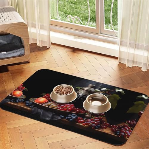 WZYCWB 30 x 45 cm großes Haustier-Tischset mit Trauben und Wein – für Katzen- und Hundefutter-Matten, faltbar und einfach zu verstauen von WZYCWB
