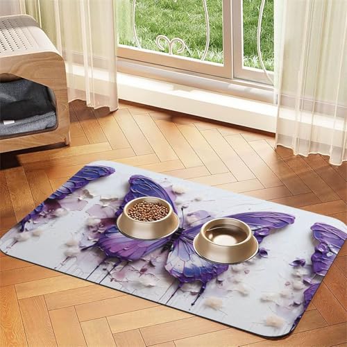 WZYCWB 30 x 45 cm lila Ölgemälde Schmetterling gemustert Haustier Tischset Futtermatte – für Katzen- und Hundenapf Matten, faltbar und einfach zu verstauen WZYCWB 30 x 45 cm lila Ölgemälde Schmetterling gemustert Haustier Tischset Futtermatte – für Katzen- und Hundenapf Matten, faltbar und einfach zu verstauen von WZYCWB