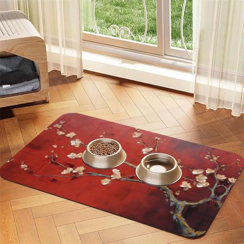 WZYCWB 30 x 45 cm offenes Aprikosenblüten-gemustertes Haustier-Tischset, Futtermatte – für Katzen- und Hunde-Futternapf-Matten, faltbar und einfach zu verstauen WZYCWB 30 x 45 cm offenes Aprikosenblüten-gemustertes Haustier-Tischset, Futtermatte – für Katzen- und Hunde-Futternapf-Matten, faltbar und einfach zu verstauen von WZYCWB