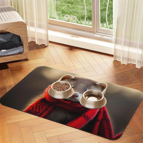 WZYCWB 30 x 45 cm schönes Frettchen-Muster Haustier-Tischset – für Katzen- und Hunde-Futternapf-Matten, faltbar und einfach zu verstauen von WZYCWB