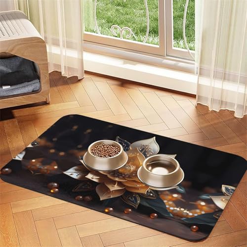 WZYCWB 30 x 45 cm weißes, zartes Lotusblumen-Muster Haustier-Tischset, Futtermatte – für Katzen- und Hundefutter-Matten, faltbar und einfach zu verstauen von WZYCWB