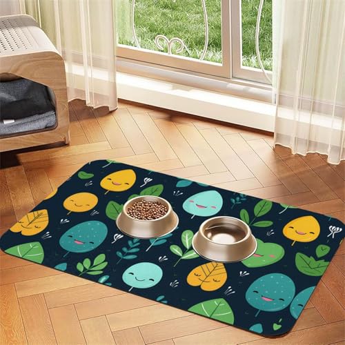WZYCWB 40 x 60 cm, Blattmuster, gemustert, für Futternapf für Katzen und Hunde, faltbar und einfach zu verstauen von WZYCWB