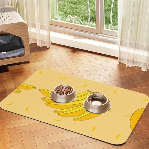 WZYCWB 40 x 60 cm, Cartoon-Bananen-Muster, Haustier-Tischset, Futtermatte – für Katzen- und Hundenapf-Matten, faltbar und einfach zu verstauen von WZYCWB