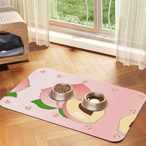 WZYCWB 40 x 60 cm, Cartoon-Pfirsich-Muster, Haustier-Tischset, Futternapf-Matte – für Katzen- und Hundefutter-Matten, faltbar und einfach zu verstauen von WZYCWB
