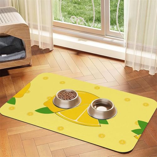 WZYCWB 40 x 60 cm, Cartoon-Zitronenmuster, Haustier-Tischset, Futtermatte – für Katzen- und Hundenapf-Matten, faltbar und einfach zu verstauen WZYCWB 40 x 60 cm, Cartoon-Zitronenmuster, Haustier-Tischset, Futtermatte – für Katzen- und Hundenapf-Matten, faltbar und einfach zu verstauen von WZYCWB