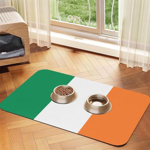 WZYCWB 40 x 60 cm, Irische Flagge, gemustertes Haustier-Tischset, Futtermatte – für Katzen- und Hunde-Futternapf-Matten, faltbar und einfach zu verstauen WZYCWB 40 x 60 cm, Irische Flagge, gemustertes Haustier-Tischset, Futtermatte – für Katzen- und Hunde-Futternapf-Matten, faltbar und einfach zu verstauen von WZYCWB