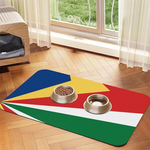 WZYCWB 40 x 60 cm, Motiv: Flagge der Seychellen, gemustert, für Futternapf für Katzen und Hunde, faltbar und einfach zu verstauen von WZYCWB