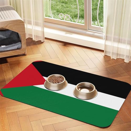 WZYCWB 40 x 60 cm, Motiv: Flagge des Staates Palästina, gemustert, für Futternapf für Katzen und Hunde, faltbar und einfach zu verstauen WZYCWB 40 x 60 cm, Motiv: Flagge des Staates Palästina, gemustert, für Futternapf für Katzen und Hunde, faltbar und einfach zu verstauen von WZYCWB