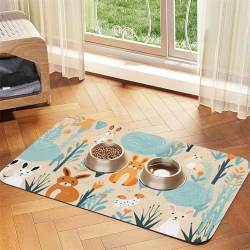 WZYCWB 40 x 60 cm, Motiv: viele Kaninchen, gemustert, für Futternapf für Katzen und Hunde, faltbar und einfach zu verstauen WZYCWB 40 x 60 cm, Motiv: viele Kaninchen, gemustert, für Futternapf für Katzen und Hunde, faltbar und einfach zu verstauen von WZYCWB