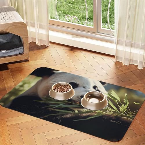 WZYCWB 40 x 60 cm, Panda-Fresser, Bambus-gemustert, Futtermatte für Katzen- und Hundefutter, faltbar und einfach zu verstauen von WZYCWB