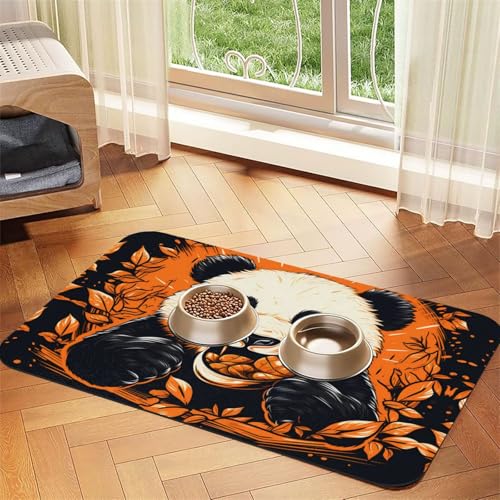 WZYCWB 40 x 60 cm, Panda-Fressfutter, gemustert, für Katzen- und Hundenapf-Matten, faltbar und einfach zu verstauen von WZYCWB
