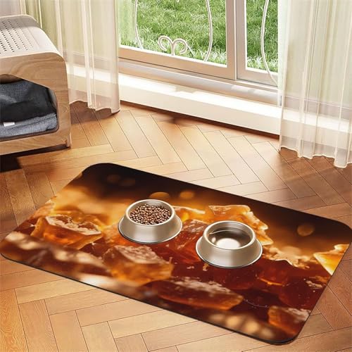 WZYCWB 40 x 60 cm, Toffee gemustertes Haustier-Tischset, Futtermatte – für Katzen- und Hundenapf-Matten, faltbar und einfach zu verstauen von WZYCWB
