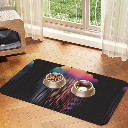 WZYCWB 40 x 60 cm, buntes Regenbogen-Regenmuster, Haustier-Tischset, Futtermatte – für Katzen- und Hunde-Futternapf-Matten, faltbar und einfach zu verstauen von WZYCWB