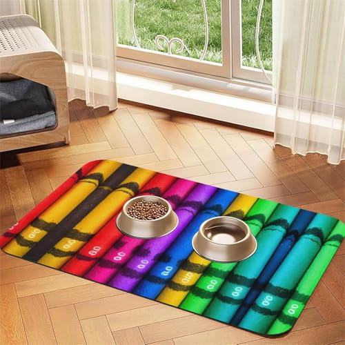 WZYCWB 40 x 60 cm, farbige Buntstifte, gemustert, für Futternapf für Katzen und Hunde, faltbar und einfach zu verstauen WZYCWB 40 x 60 cm, farbige Buntstifte, gemustert, für Futternapf für Katzen und Hunde, faltbar und einfach zu verstauen von WZYCWB