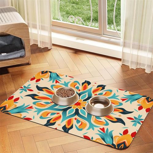 WZYCWB 40 x 60 cm, gemustertes Haustier-Tischset, Futtermatte für Katzen und Hunde, faltbar und einfach zu verstauen von WZYCWB