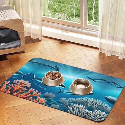 WZYCWB 40 x 60 cm, gemustertes Tischset für Katzen- und Hundefutter, zusammenklappbar und einfach zu verstauen von WZYCWB