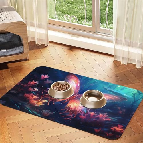 WZYCWB 40 x 60 cm, magisches Schmetterlingsmuster, Futtermatte für Katzen und Hunde, faltbar und einfach zu verstauen WZYCWB 40 x 60 cm, magisches Schmetterlingsmuster, Futtermatte für Katzen und Hunde, faltbar und einfach zu verstauen von WZYCWB
