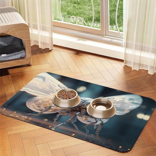WZYCWB 40 x 60 cm, mechanisches Firefly gemustertes Haustier-Tischset, Futternapf-Matte – für Katzen- und Hundenapf-Matten, faltbar und einfach zu verstauen von WZYCWB