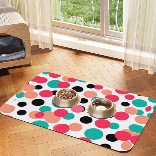 WZYCWB 40 x 60 cm, mehrfarbige Punkte, gemustert, für Futternapf für Katzen und Hunde, faltbar und einfach zu verstauen von WZYCWB