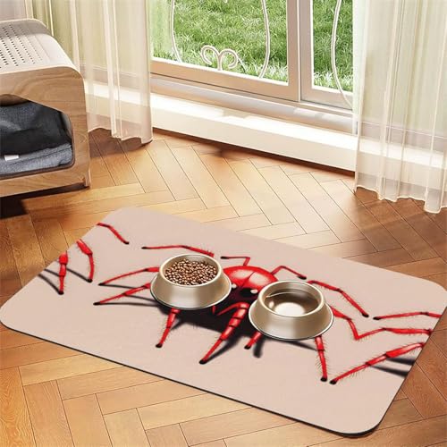 WZYCWB 40 x 60 cm, niedliches kleines rotes Spinnen-Motiv, Haustier-Tischset, Futtermatte – für Katzen- und Hundenapf-Matten, faltbar und einfach zu verstauen von WZYCWB