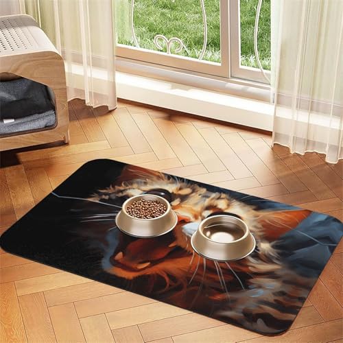 WZYCWB 40 x 60 cm, offener Mund, Katzenkopf, gemustert, für Futternapf für Katzen und Hunde, faltbar und einfach zu verstauen von WZYCWB