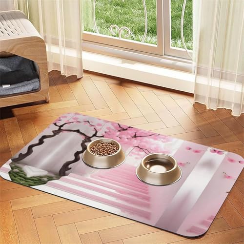 WZYCWB 40 x 60 cm, rosa Kirschblüten-Treppe, gemustert, Haustier-Tischset, Futtermatte – für Katzen- und Hundefutter-Matten, faltbar und einfach zu verstauen WZYCWB 40 x 60 cm, rosa Kirschblüten-Treppe, gemustert, Haustier-Tischset, Futtermatte – für Katzen- und Hundefutter-Matten, faltbar und einfach zu verstauen von WZYCWB