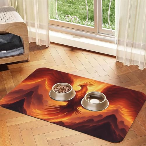 WZYCWB 40 x 60 cm, schönes Phoenix-gemustertes Haustier-Tischset, Futternapf-Matte – für Katzen- und Hundenapf-Matten, faltbar und einfach zu verstauen von WZYCWB