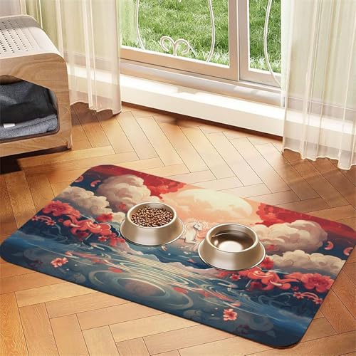 WZYCWB 40 x 60 cm, springendes Pferd, gemustert, Futtermatte für Katzen- und Hundefutter, faltbar und einfach zu verstauen von WZYCWB