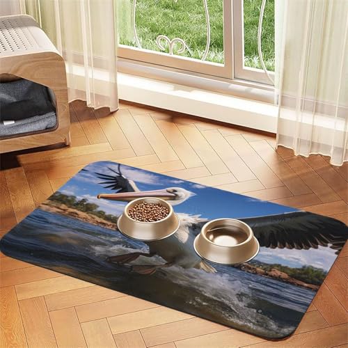 WZYCWB 40 x 60 cm, unanständiges Pelikan-gemustertes Haustier-Tischset, Futternapf-Matte – für Katzen- und Hundefutter-Matten, faltbar und einfach zu verstauen von WZYCWB