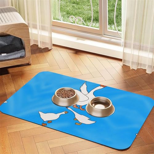 WZYCWB 40 x 60 cm, weißes Gänsehaus, gemustertes Haustier-Tischset, Futtermatte – für Katzen- und Hundefutter-Matten, faltbar und einfach zu verstauen von WZYCWB