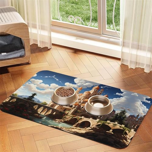 WZYCWB 40 x 60 cm Anime Castle Sky gemustertes Haustier-Tischset – für Katzen- und Hundenapf-Matten, faltbar und einfach zu verstauen von WZYCWB