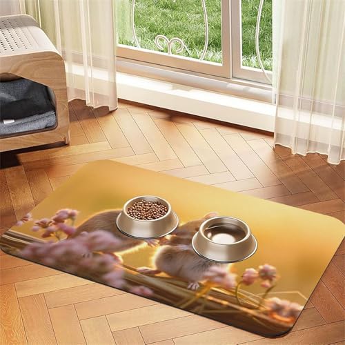 WZYCWB 40 x 60 cm Intimmäuse, gemustertes Haustier-Tischset, Futtermatte – für Katzen- und Hundefutter-Matten, faltbar und einfach zu verstauen von WZYCWB