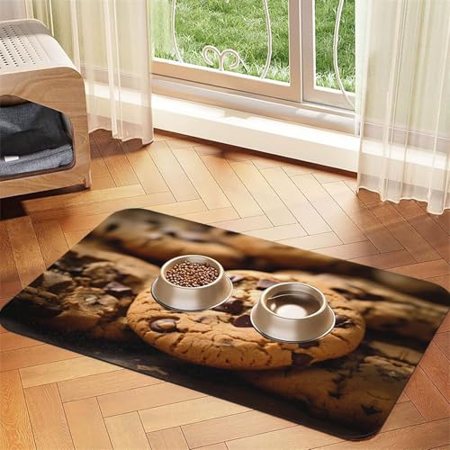 WZYCWB 40 x 60 cm Lots of Cookies Gemusterte Haustier-Tischset Futtermatte – für Katzen- und Hundenapf-Matten, faltbar und leicht zu verstauen von WZYCWB